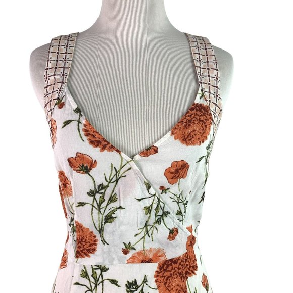 KIMCHI BLUE Womens Size 0 White Floral Cross Strap Mini Dress - Picture 3 of 9